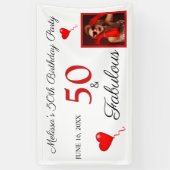 50 & Fabulous追加フォト名&日付50誕生日 横断幕 (縦)