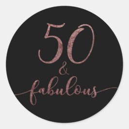 「50 & Fabulous」バラ金ゴールドグリッター誕生日応援2 ラウンドシール