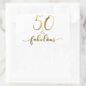 「50 & Fabulous」金ゴールド、v5フェイク誕生日応援 長方形シール (バッグ)