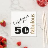 「50 & Fabulous」 3金ゴールドグリッター50誕生日 スタンダードカクテルナプキン (インサイチュ)