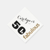 「50 & Fabulous」 3金ゴールドグリッター50誕生日 スタンダードカクテルナプキン (角)