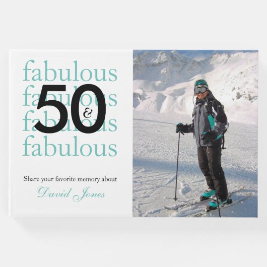 50 & Fabulous 50誕生日カスタム写真と名前 ゲストブック (正面)
