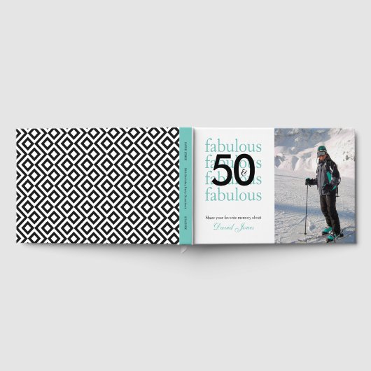 50 & Fabulous 50th Birthday Custom Photo Name ゲストブック (全面)