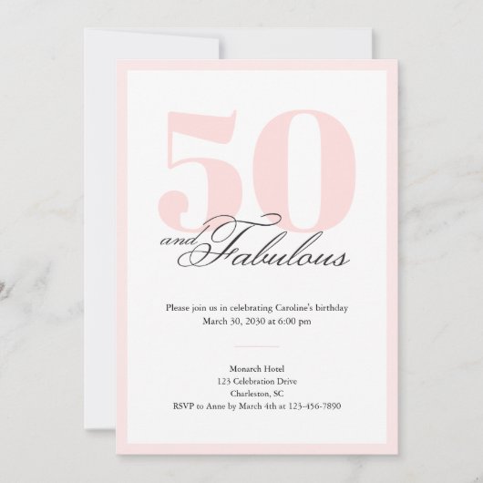 50 & Fabulous 50th Birthday Invitation 招待状 (正面)