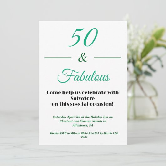  50 & Fabulous 50th  Birthday Invitation 招待状 (スタンド正面)