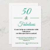  50 & Fabulous 50th  Birthday Invitation 招待状 (正面/裏面)