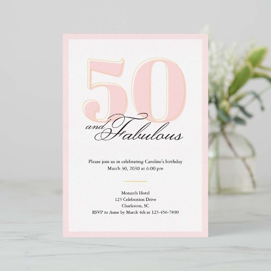 50 & Fabulous 50th Birthday Invitation 箔招待状