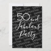 50 & Fabulous 50th Birthday Party Black Elegant 招待状 (裏面)
