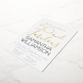 50 & Fabulous 50th Birthday Party Black Elegant 箔招待状 (回転した状態)