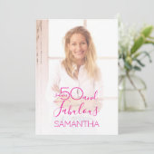 50 & Fabulous 50th Birthday Party Minimal Photo 招待状 (スタンド正面)