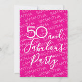 50 & Fabulous 50th Birthday Party Pink Elegant 招待状 (裏面)