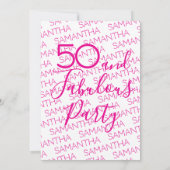 50 & Fabulous 50th Birthday Party Pink Elegant 招待状 (裏面)