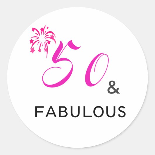 50 & FABULOUS 50th Birthday Party Round Sticker ラウンドシール (正面)