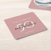 50 & Fabulous Birthday Elegant Dusty Pink Girly スクエアペーパーコースター (アングル)