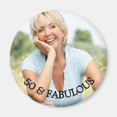 50 fabulous birthday gold name photo マグネット (正面)