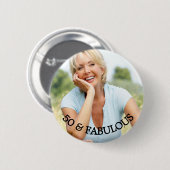 50 fabulous birthday gold name photo 缶バッジ (正面&裏面)