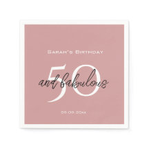50 & Fabulous Birthday Modern Dusty Pink Girly 