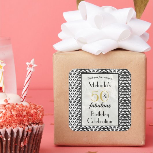 50 & Fabulous Birthday Party Thank You スクエアシール (パーティー)