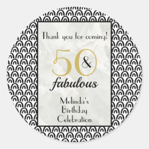 50 & Fabulous Birthday Party Thank You ラウンドシール
