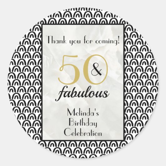 50 & Fabulous Birthday Party Thank You ラウンドシール (正面)