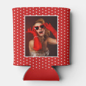 50 & Fabulous Birthday Photo Party Red & White Dot 缶クーラー (裏面)