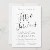 50 & Fabulous Black Elegant 50th Birthday Party  招待状 (正面)