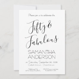 50 & Fabulous Black Elegant 50th Birthday Party 招待状