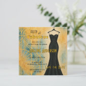 50 Fabulous Black Gold Art Deco Save The Date Card セーブザデート (スタンド正面)