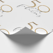 50 & Fabulous Black Whit金ゴールド50th誕生日パーティー ラッピングペーパー (角)