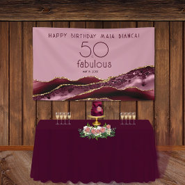 50 & Fabulous Burgundy Pink 50誕生日 横断幕