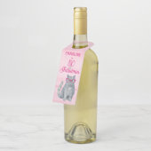 50 & Fabulous Cat, Pink and Gray, 50誕生日 ボトルネックタグ (アングル)