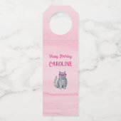 50 & Fabulous Cat, Pink and Gray, 50誕生日 ボトルネックタグ (裏面)