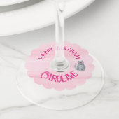 50 & Fabulous Cat, Pink and Gray, 50誕生日 ワイングラスタグ (クローズアップ)