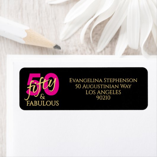 50 Fabulous Fiftieth Birthday Return Address ラベル (インサイチュ)