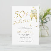 50 & Fabulous gold 50th birthday party 招待状 (スタンド正面)