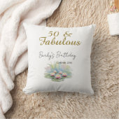 50 & fabulous golden water lotus lily watercolor  クッション (ブランケット)