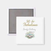 50 & fabulous golden water lotus lily watercolor  マグネット (正面/裏面)