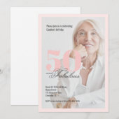 50 & Fabulous Pink 50th Birthday Invitation 招待状 (正面/裏面)