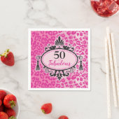 50 & Fabulous Pink Leopard 50誕生日ナプキンス スタンダードカクテルナプキン (インサイチュ)