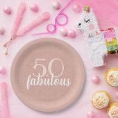50 & Fabulous Pink Mandala 50th誕生日パーティー ペーパープレート (パーティー)