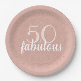 50 & Fabulous Pink Mandala 50th誕生日パーティー ペーパープレート