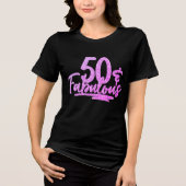 50 & Fabulous Purpleグリッター50誕生日スパークル トライブレンドＴシャツ (正面)