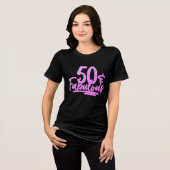 50 & Fabulous Purpleグリッター50誕生日スパークル トライブレンドＴシャツ (正面全面)