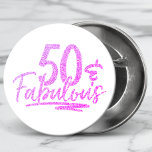 50 & Fabulous Purpleグリッター50誕生日スパークル 缶バッジ<br><div class="desc">50&素晴らしいパープルグリッター50誕生日スパークルボタンは、パープルグリッター書道の台本に文字デザイン50&素晴らしい"を備えている。50歳の誕生日パーティーやお祝い。</div>