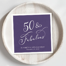 50 Fabulous Purple 50th Birthday Party スタンダードカクテルナプキン