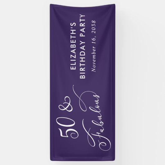 50 Fabulous Purple Birthday Party Welcome 横断幕 (縦)