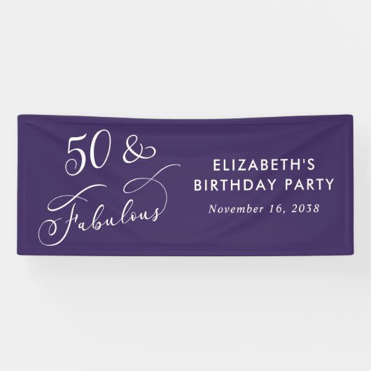 50 Fabulous Purple Birthday Party Welcome 横断幕 (横)