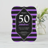 50 & Fabulous Purple & Black 50th Birthday Party 招待状 (スタンド正面)