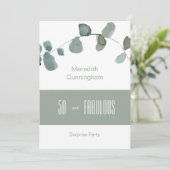 50 & Fabulous Sageシンプル誕生日 招待状 (スタンド正面)