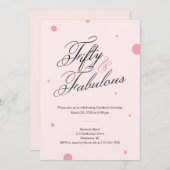 50 & Fabulous Script 50th Birthday Invitation 招待状 (正面/裏面)